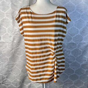Liz Clairborne Mustard/White Women's Striped Top Size Large